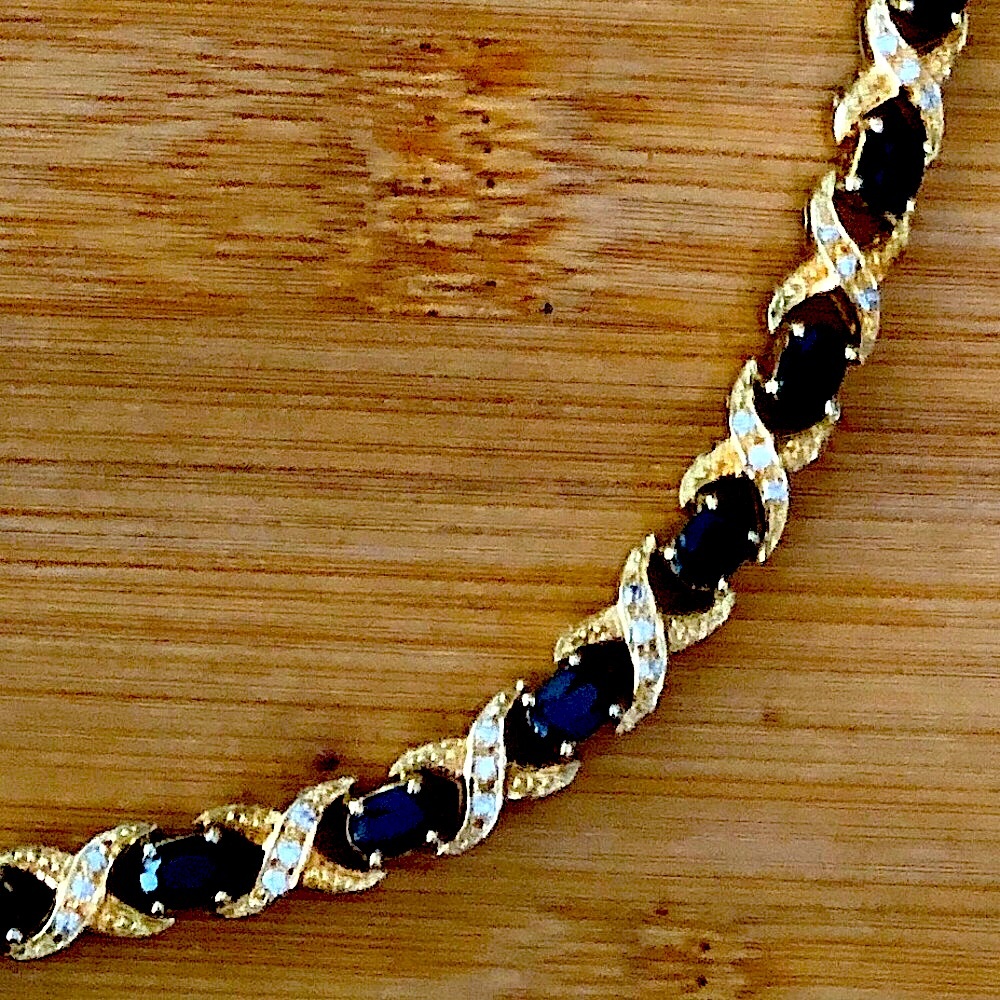 $178 Designer Gold on Sterling Amande Tennis Estate Necklace Hallmarked 925 - Picture 5 of 7